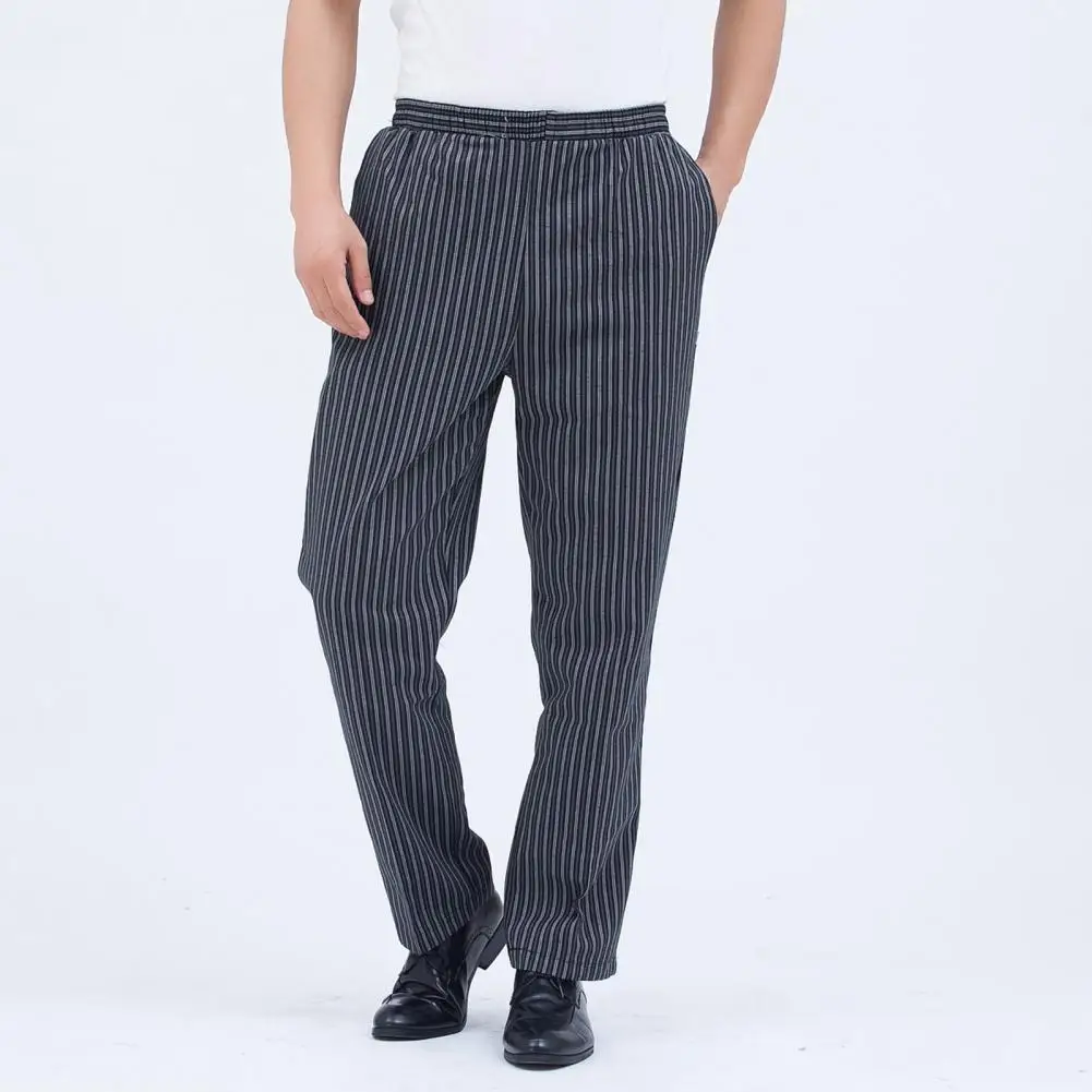 Loose Fit Trousers Comfortable Unisex Chef Pants with Elastic Waist Breathable Fabric for Restaurant Service Kitchen Uniforms