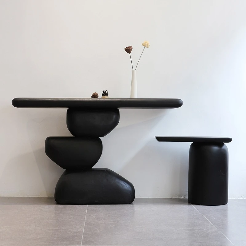 Xuanguantai B & B Solid wood edge few Modern ornament combination Black strip case Entry entrance table Household