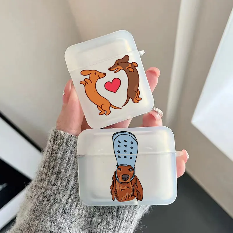 

Cute Puppy Case for Airpods Pro 2 1 Earphone Shell Wireless Bluetooth Charging Box for Apple Airpod 3 Pro2 Cover Dachshund Funda