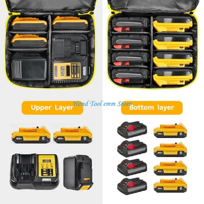 H37F Practical Tool Battery Storage Bag Fabric Texture for Easy Identification and Secure Organization for Home or Outdoor