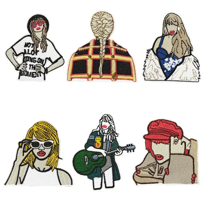 Cartoon Girl Singer patches Decorative Character Embroidered Badge With Rock Music Suitcase Decoration patch