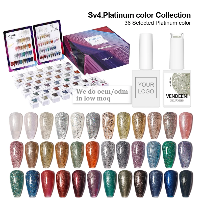 Vendeeni TPO HEMA Free Top High Density Pigment 36Color Platinum Gel Polish Nail Art UV Led Nail Gel Polish