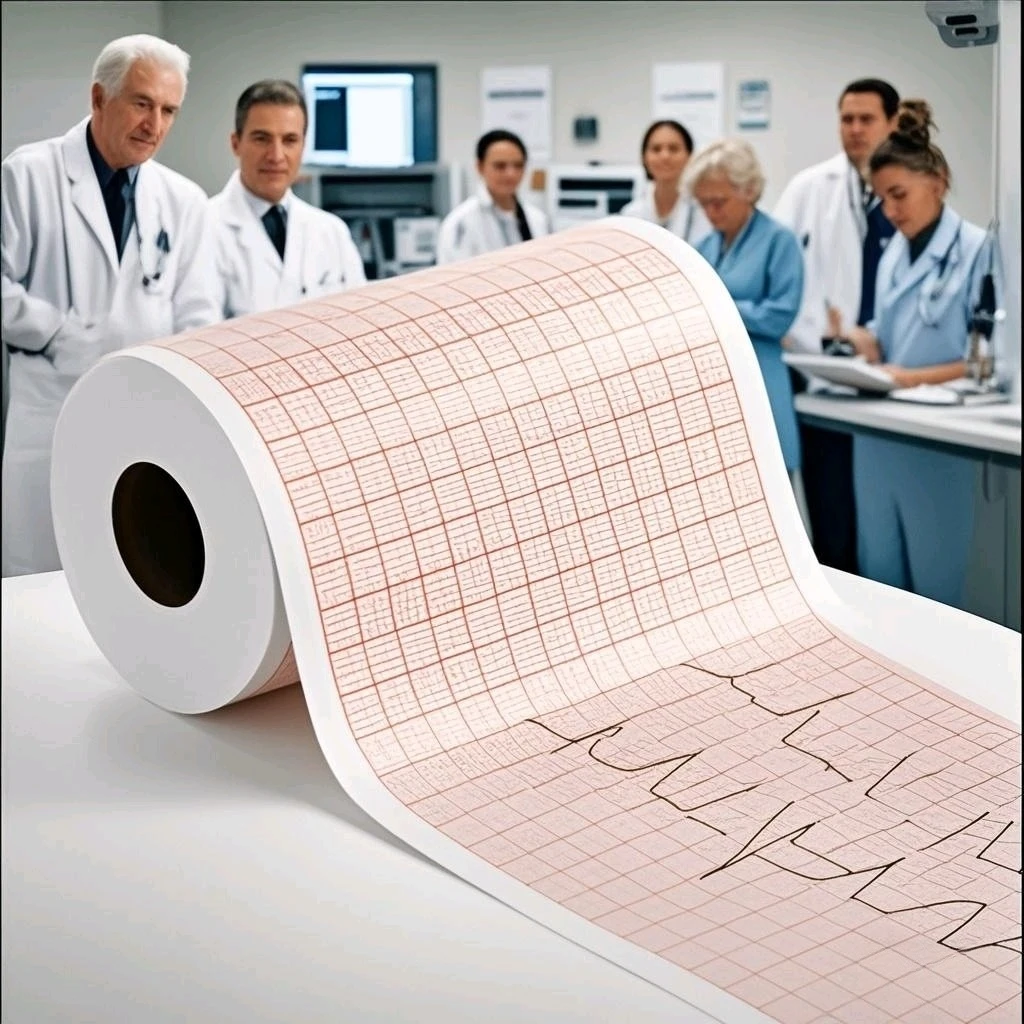 Makeasy 112 mm Elettrocardiogramma medico 6 derivazioni Carta da registrazione 60 g Carta da polpa 20 metri (10 rotoli)