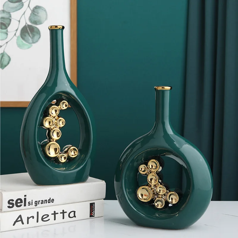 Enamel Gilded Vase Arrangement Dried Container Ornaments Ceramic Porcelain Crafts Room Decoration