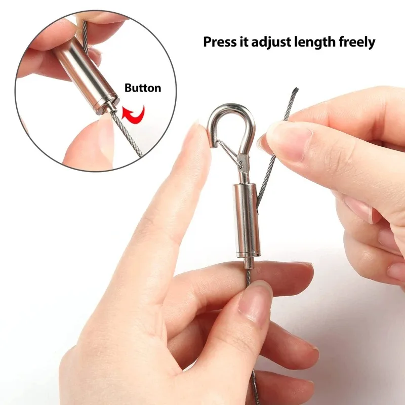 ZEXEF Adjustable Wire Rope Spring Hook Clothesline Picture Hanging Solution System Suspension Code Stainless Steel Cable