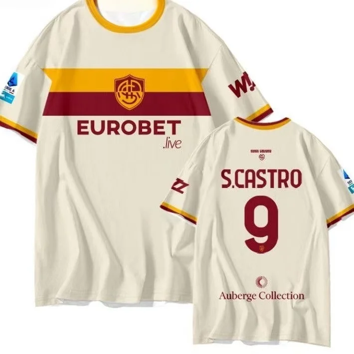 26-27 Saison Roma Team Auswärtstrikot 3D-Digitaldruck Schnelltrocknendes Kurzarm-T-Shirt für männliche Fans mit Familien-Matching – Detail 11