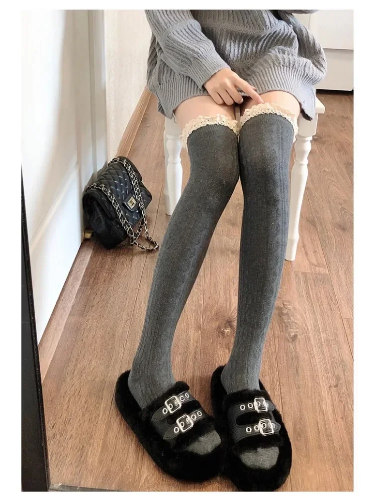 

Sexy Lace Up Long Knee Socks Women Over Knee Thigh High Stockings Fashion Casual Ladies Girls Warm Knitting Tall Tube Tights