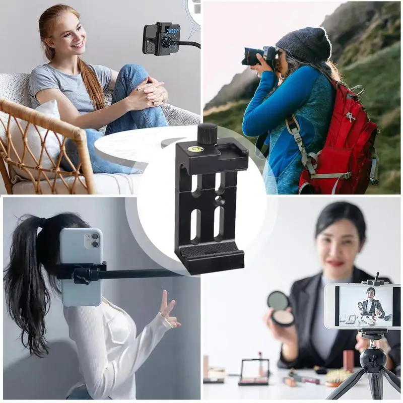 Cell Phone Tripod Mount 360 Rotation Cell Phone Clamp Photographic Equipment For Video Recording Webcam Live Broadcast Product