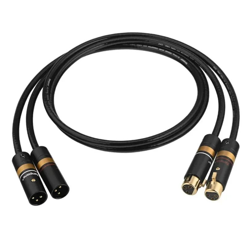 Pure Silver XLR Cable Gold Plated 2 Male To 2 Female XLR Plug HiFi Audio Power Amplifier Mixer CD Balanced Cable