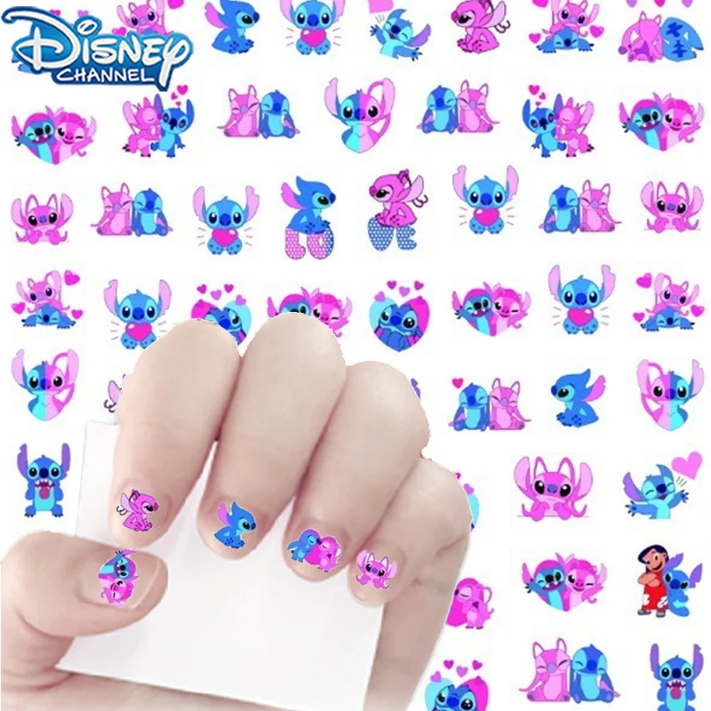 Disney Lilo & Stitch Series Nail Stickers Anime Cartoon Children's Makeup Toys Xmas Stickers for Girls Cute Nail Decoration Gift