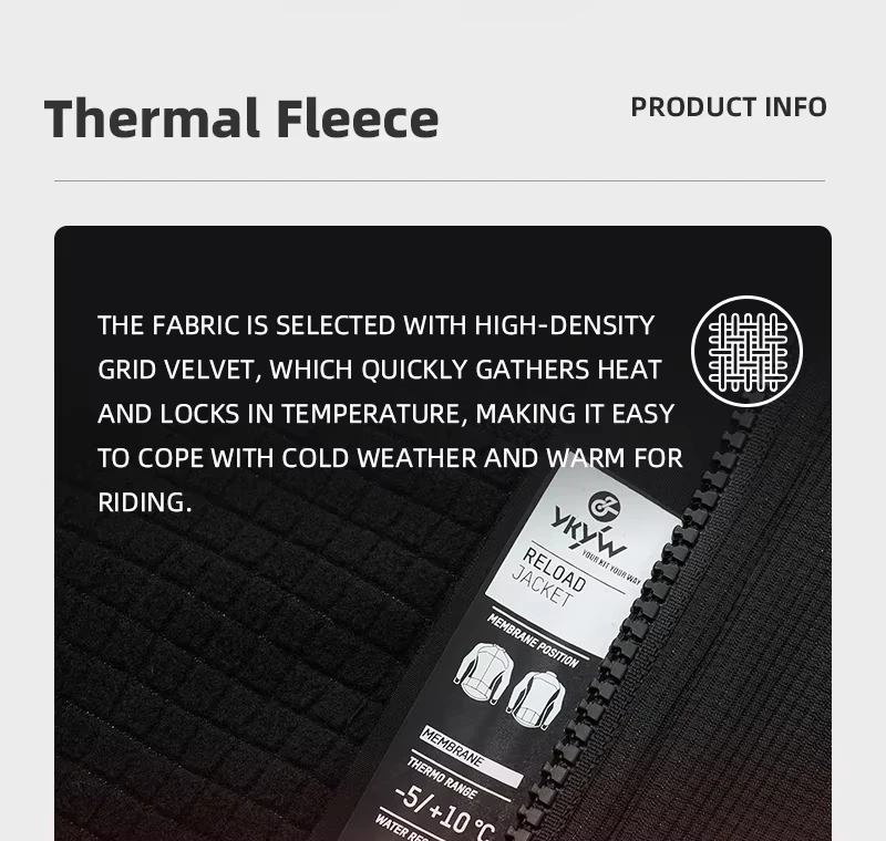 YKYWBIKE Winter -5-10 ℃ Herren Thermo-Fleece-Fahrradjacke, wasserdicht, winddicht, Fahrrad-Rennrad-Profi-Bekleidung, MTB-Fahrradoberteile – Detail 6
