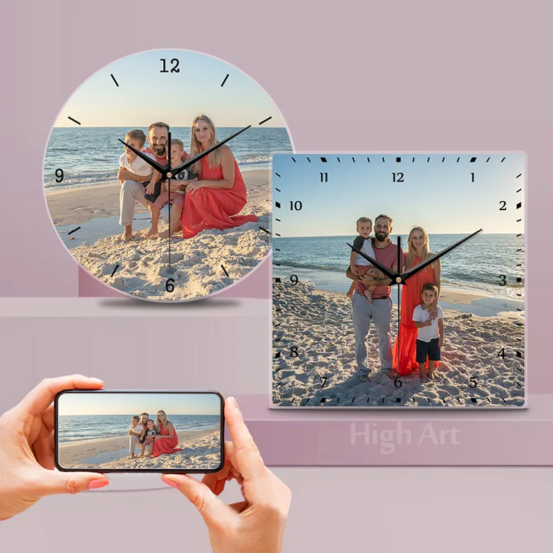 

[customized] Wall Art Clock Quartz Clock Print Your Photos on the Clock Silent ClockMother's Day Birthday Christmas Gifts 14inch