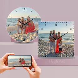 [customized] Wall Art Clock Quartz Clock Print Your Photos on the Clock Silent ClockMother's Day Birthday Christmas Gifts 14inch