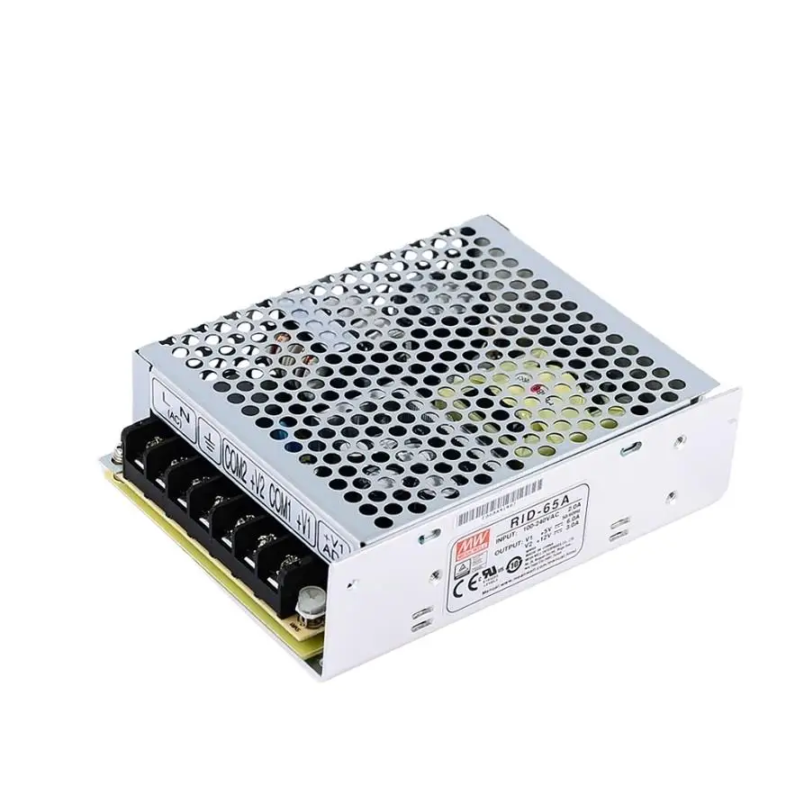 

MEAN WELL RID-65 RID-65A | 5В 12В RID-65B | Импульсный источник питания с двумя выходами 5 В, 24 В, 65 Вт, 5 В, 12 В, 24 В