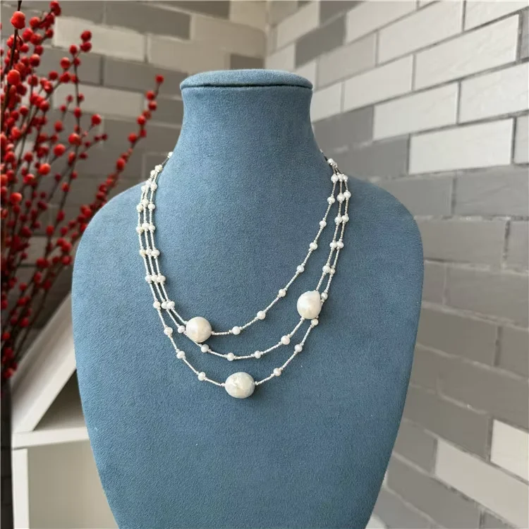 

Natural freshwater pearl necklace multi-layer clavicle Necklace