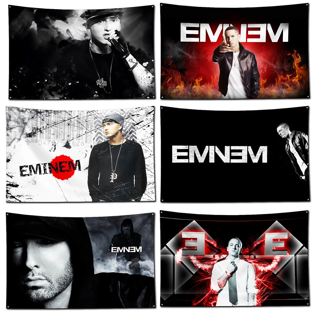 Rapper Eminem Flag Polyester Digital Printing Banner 4 Sizes for Garage Wall Art Out Door Decoration With Brass Grommets