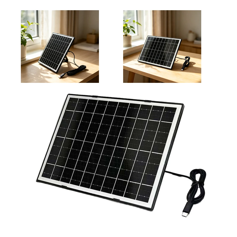 2026 7W Monocrystalline Solar Panel For Security Camera 5V USB=Type-C= High Efficiency Weatherproof Photovoltaic Charger Outdoor