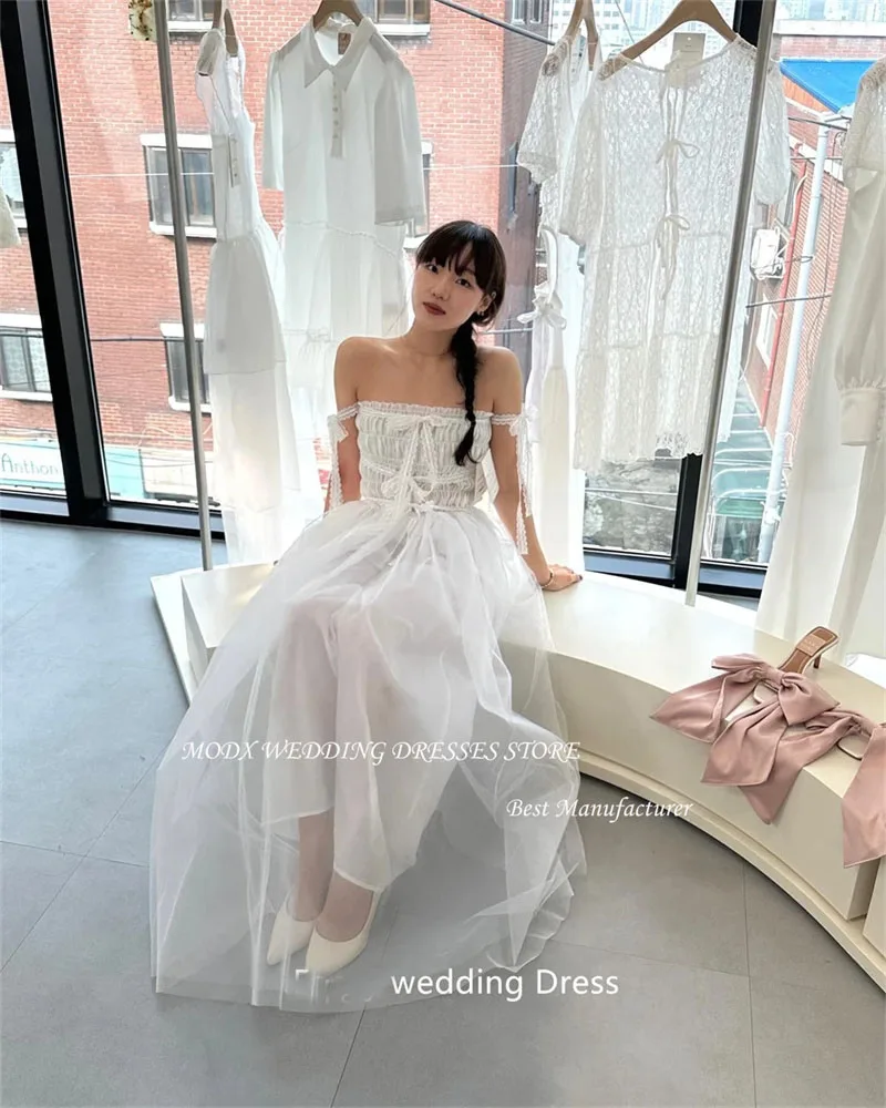 

MODX Fairy Tulle Wedding Photoshoot Off Shoulder Tulle Photoshoot Bridal Gowns Silk Soft Tulle Korea Formal Party Dress