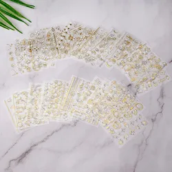 30 Sheets 6.5X5cm 3D Nail Art Stickers, Gold/Diamond Design Luxury Nail Self-Adhesive Decals Customized Metallic Nail Stickers *