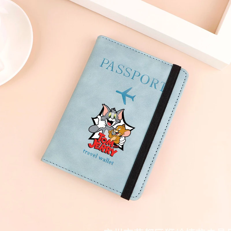 Porte-passeport RFID Tom et Jerry pour femmes et hommes, portefeuille de voyage, organisateur de documents, porte-documents portable et étanche, mignon