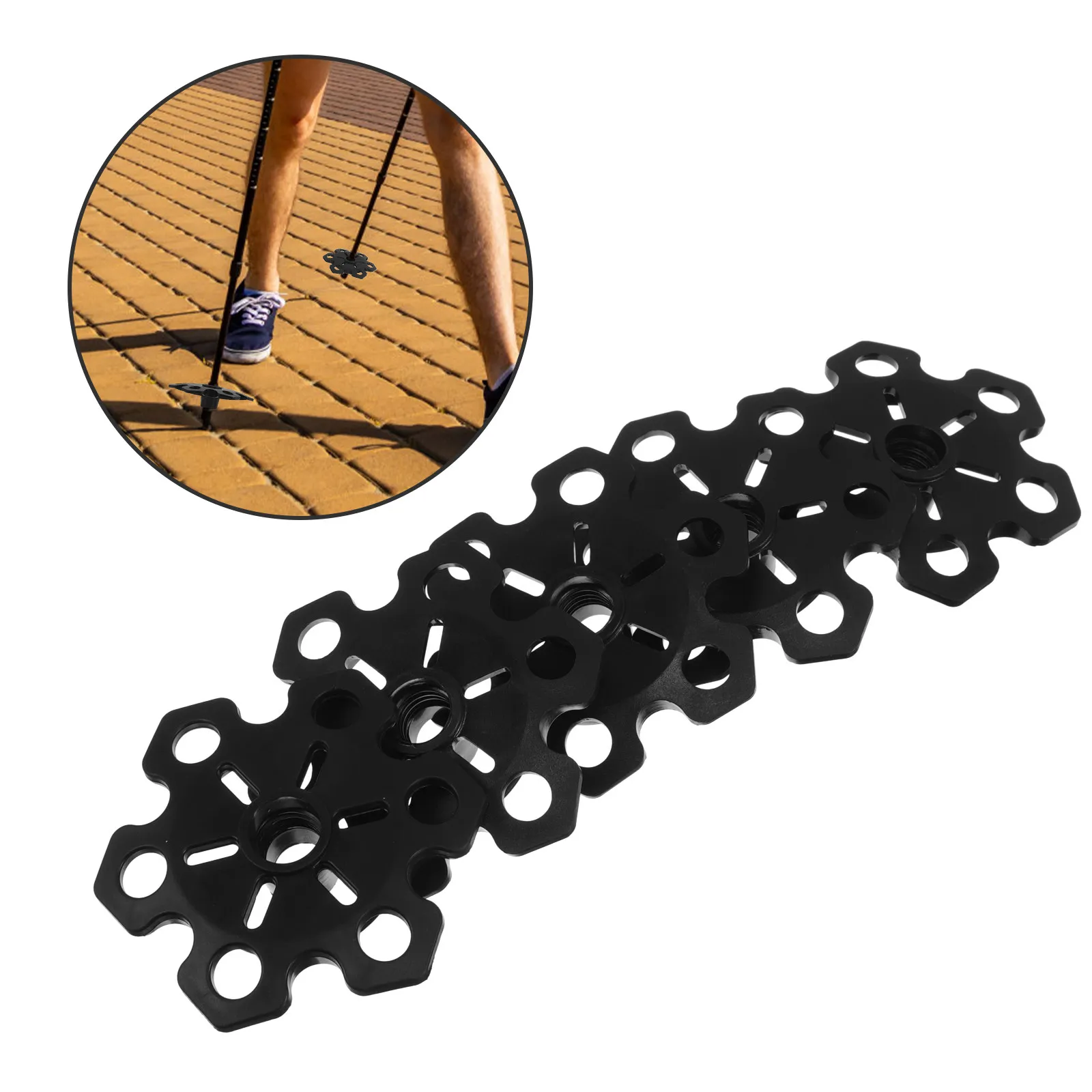 5Pcs Trekking Pole Tips Set Mud Proof Snowflake Pattern Enhanced Grip Anti-Slip for Hiking Walking Skiing Mountaineering Outdoor