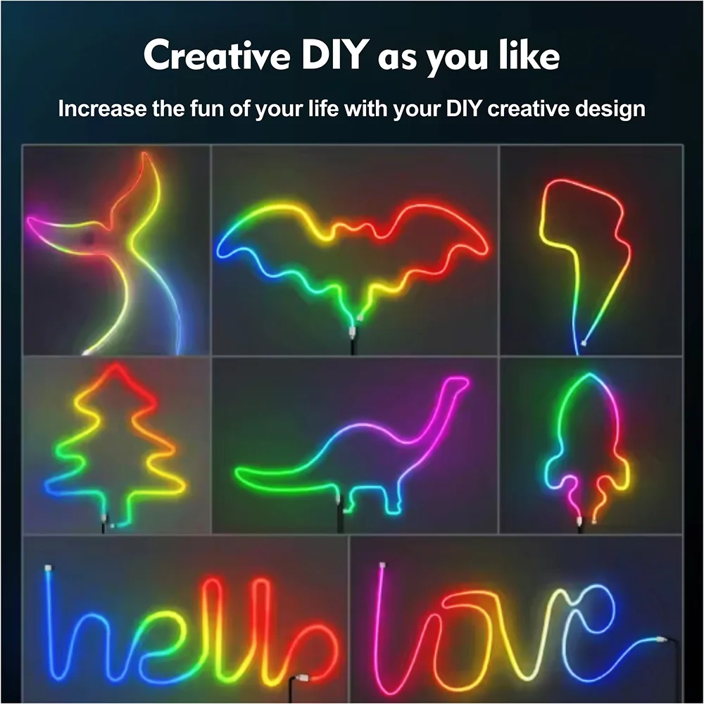 5 فولت RGB النيون قطاع ضوء 1 متر 2 متر 4 متر 5 متر USB مقاوم للماء شريط مرن الشريط أضواء النيون مع بلوتوث التحكم عن بعد للديكور المنزل