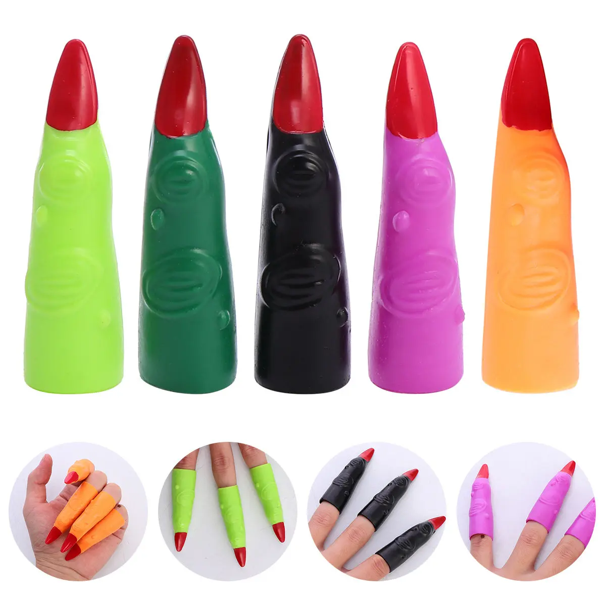 

Fake Witch Fingers Nail Halloween Props Zombie Nails Cover Eye Catching Scary Decorations Costume Party Cosplay Supplies