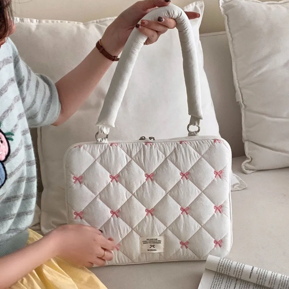 بسيطة مطرزة القوس حقائب الأعمال مجلد ملفات حقيبة يد وثيقة حمل Bolsas سعة كبيرة حقيبة كتف حقيبة كمبيوتر محمول المرأة #3