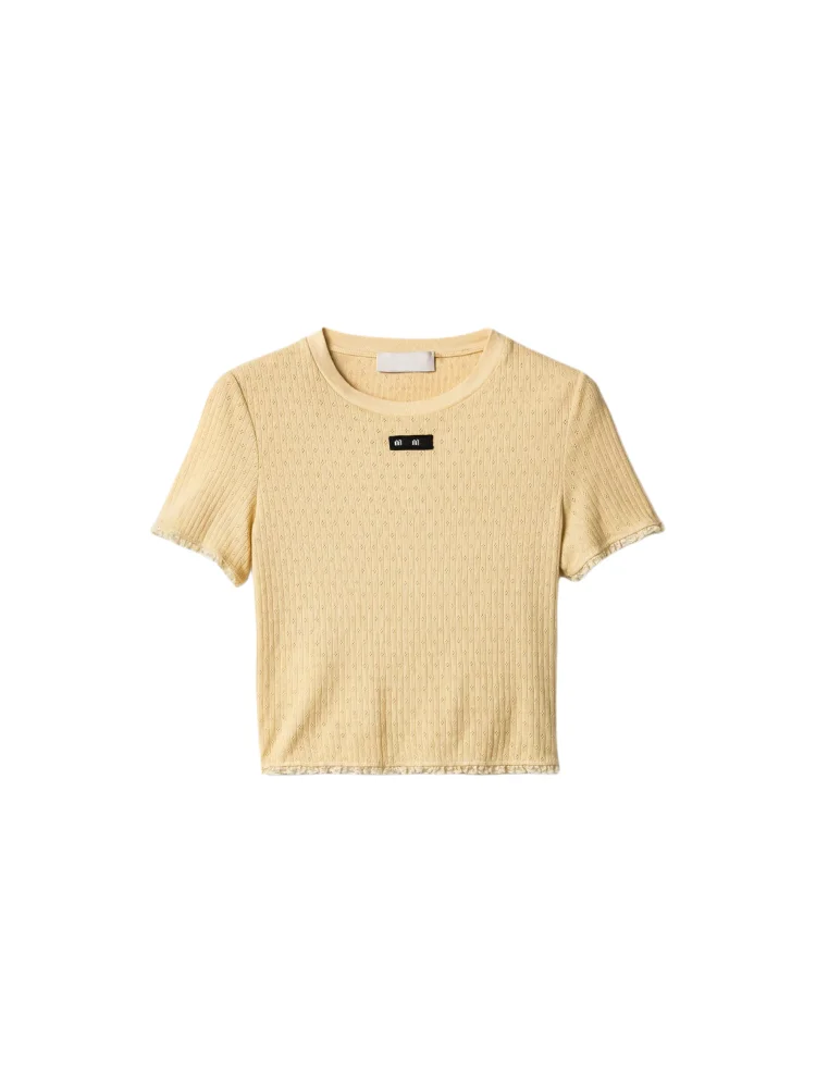 

Summer 2026 Women's Cotton Short Sleeve T-shirt Letter Logo Embroidery Hollow Design Breathable Comfortable Casual Style