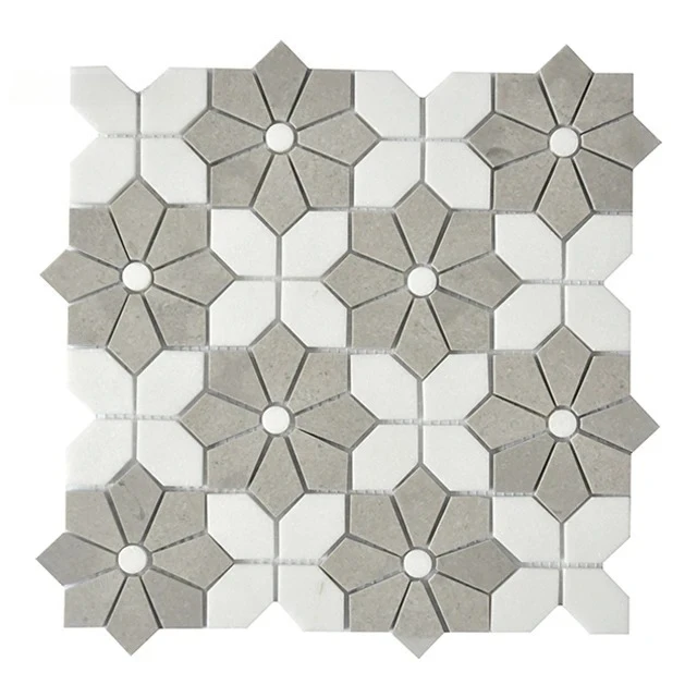 

Mosaic Marble Tile for White Mixed Bianco WhiteBack Splash Bathroom Wall Home Kitchen and BathroomFlower Shape Design