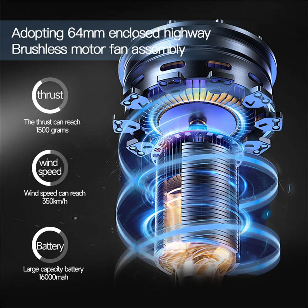 Mini X64 PRO توربو منفاخ عنيف منفاخ هواء قوي مع SOS الضوء المحيط 64 مللي متر مروحة قناة توربوفان غسيل السيارات فرش السيارات