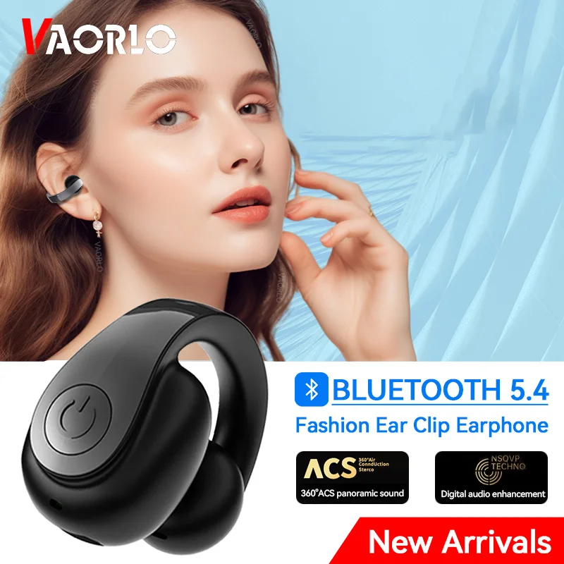 Bluetooth5.4 Single Wireless Earphone Ear-Clip Business Headphone HIFI Stereo TWS Music Headset Sports Earbuds For Xiaomi iphone