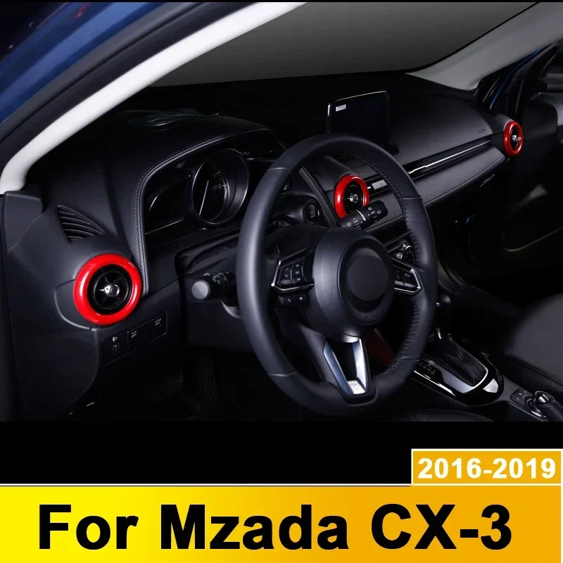 AC Outlet Ring Decoration Air Conditioning Vents Trim Stickers Covers For Mazda CX3 CX-3 2016-2018 2021 2022 2023 Accessories view 2