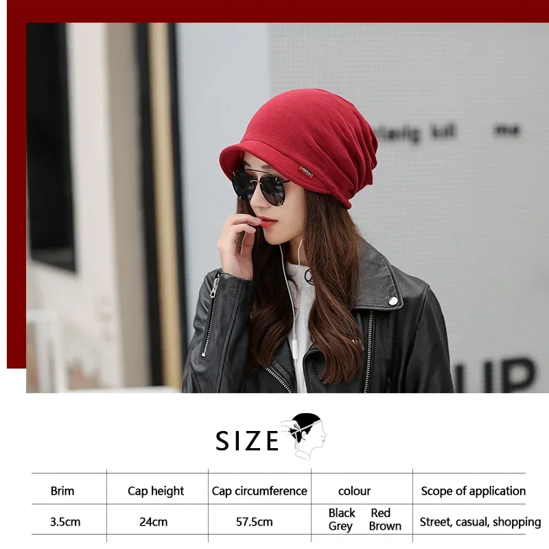 Womens Fashion Dual Purpose Scarf Hat New Solid Color Keep Warm Cap Autumn Winter Horsetail Caps Warm Headgear Ladys Scarf