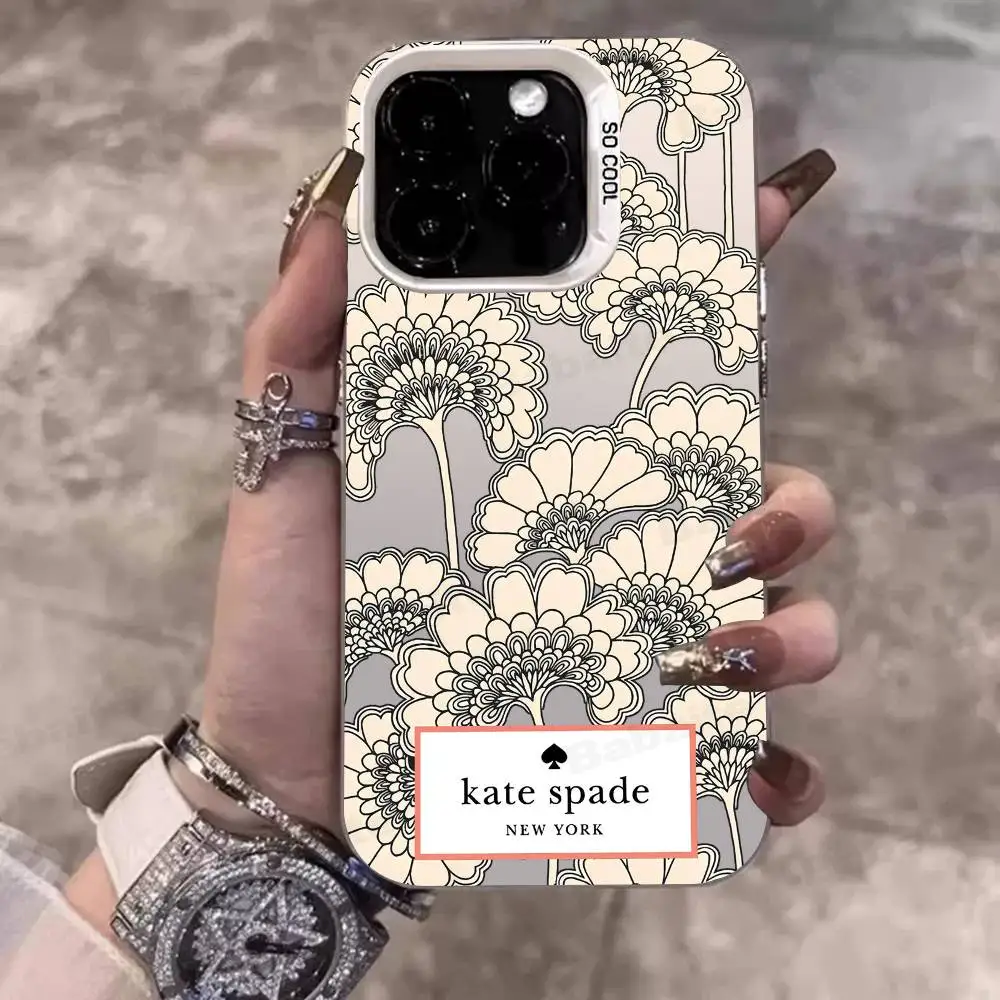 حافظة هاتف K-Kate S-Spade Flower لهاتف آيفون 17 16 15 14 13 12 11 Pro Max Plus Pro غلاف ملون