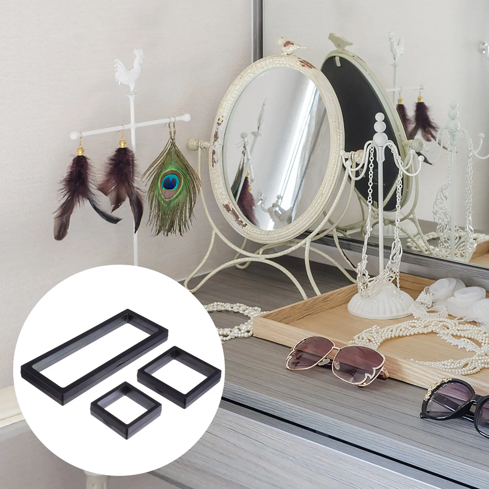 3Pcs Jewelry Display Stand Transparent Plastic Necklace Organizer Storage Rack Small Size Jewelry Holder for Bedroom Store