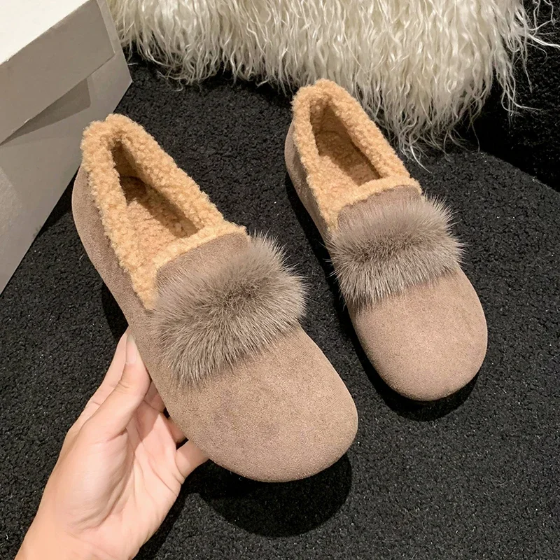 Womens House Shoes Suede Moccasin Winter Warm Fleece Faux Lined Work Slip On Loafers for Ladies Casual Outdoor Flats