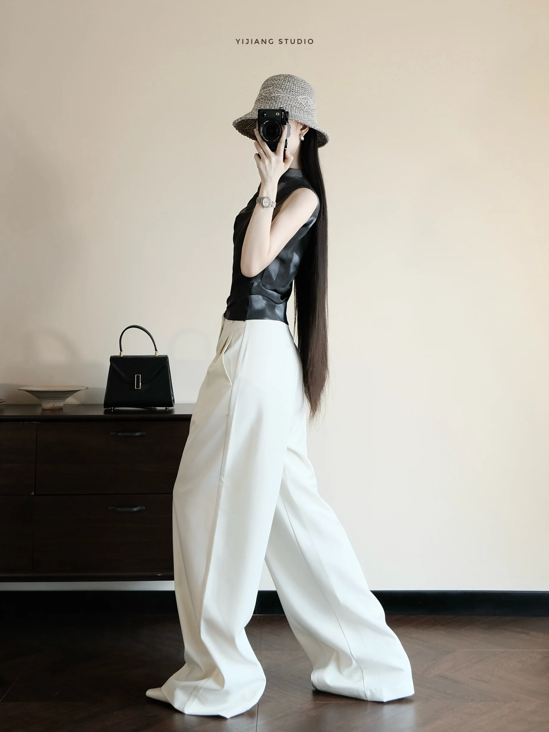 

Брюки с высокой талией и широкими штанинами, свободного кроя, удлиненные, повседневные, летние, элегантные, женские, белые, прямого кроя