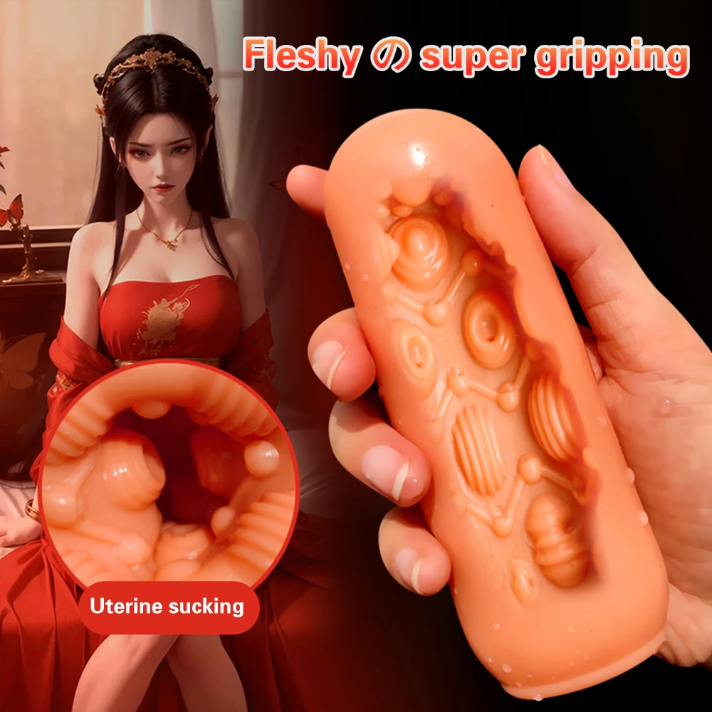 Male Masturbator Cup Realistic Vagina Soft Pocket Pussy Blowjob Penis Exercise Massager Erotic Sex Toys For Adult Men Sex Shop