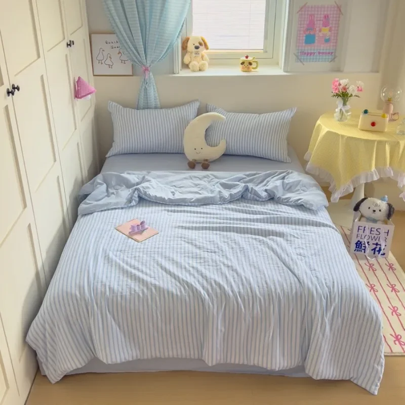 

20025 new cloud cotton washed wrinkled yarn printed summer quilt three-piece single summer cool quilt air conditioner quilt