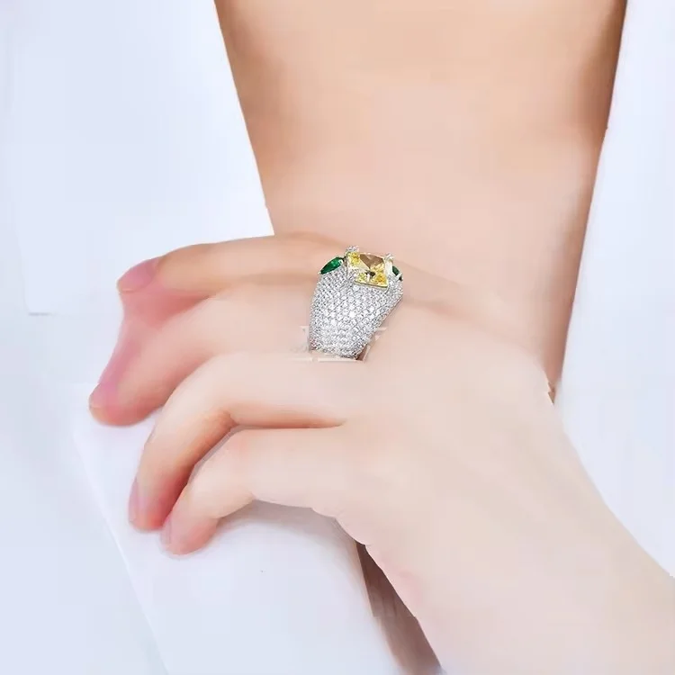 

Новое стильное серебряное кольцо Galaxy S925 из стерлингового серебра в европейском и американском стиле, высококачественное кольцо с кристаллами Pave Set - элегантное благородное качество