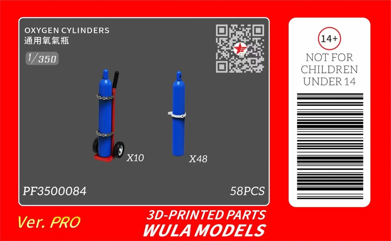 1/350 Oxygen Cylinders 3D Printed Diorama Accessories 58Pcs Mini Gas Bottle Trolley For Ship Dock Layout Scene Parts