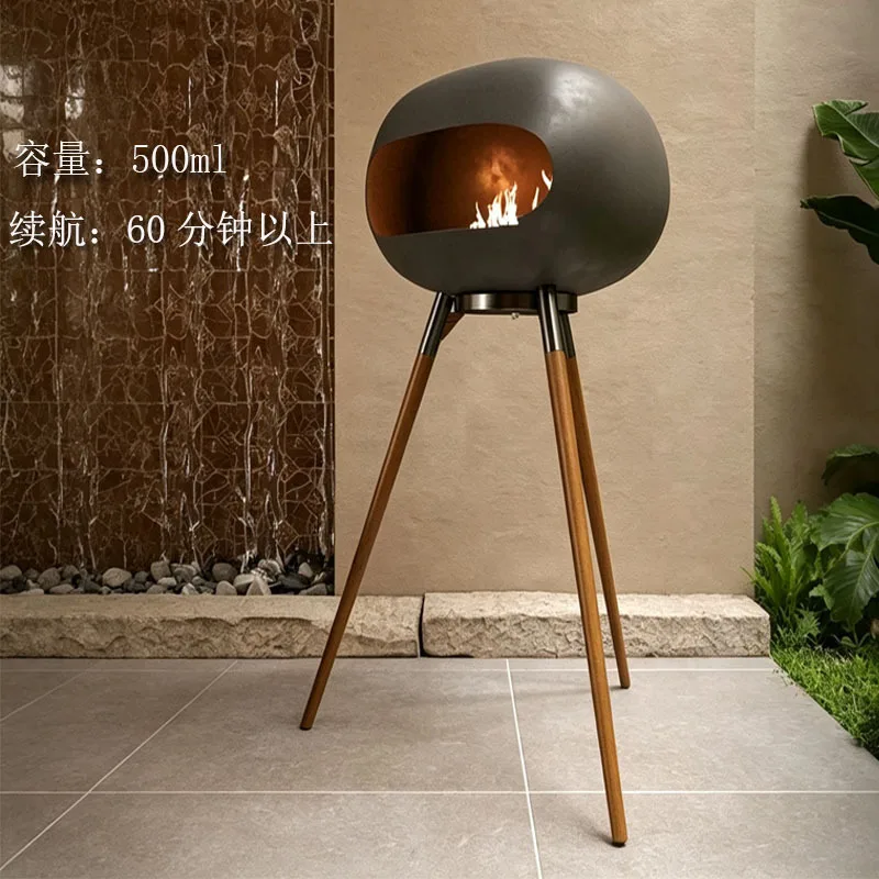 Solid wood tripod floor-to-ceiling biological fireplace outdoor heating alcohol fireplace indoor real fire fireplace