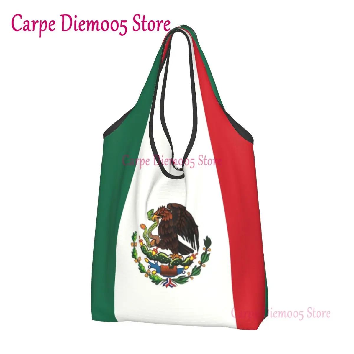 

Recycling Mexico Flag Shopping Bag Women Tote Bag Portable Grocery Shopper Bags