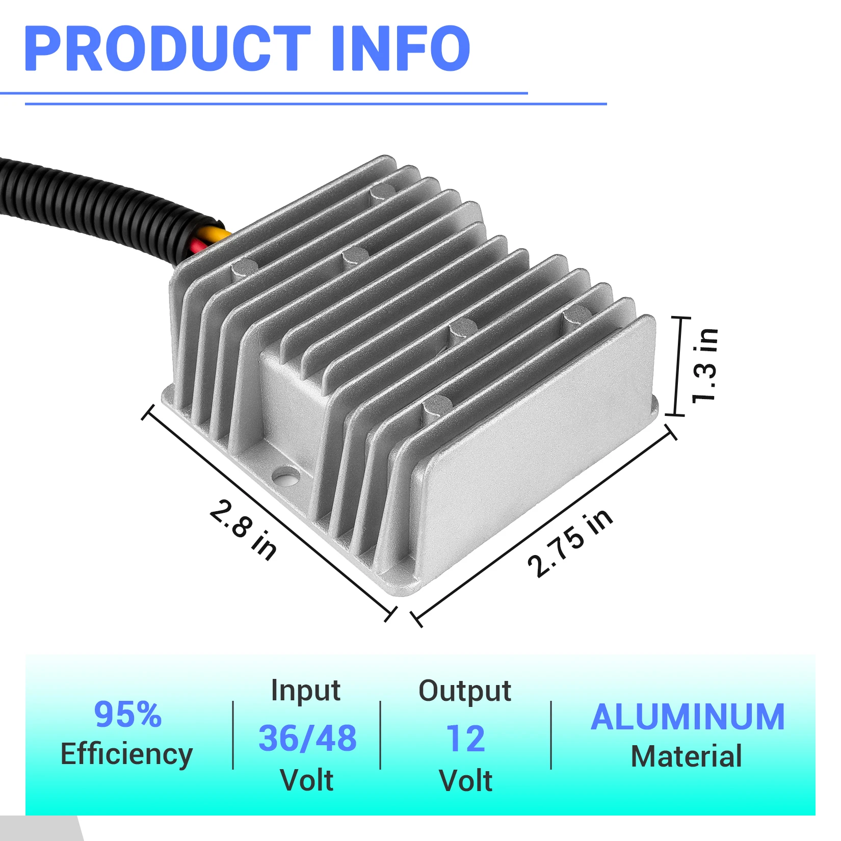 Golf Cart DC Voltage Reducer 48V Step Down to 12V  Waterproof 15A Buck Converter Kit for Club Car Precedent LED Strip Light