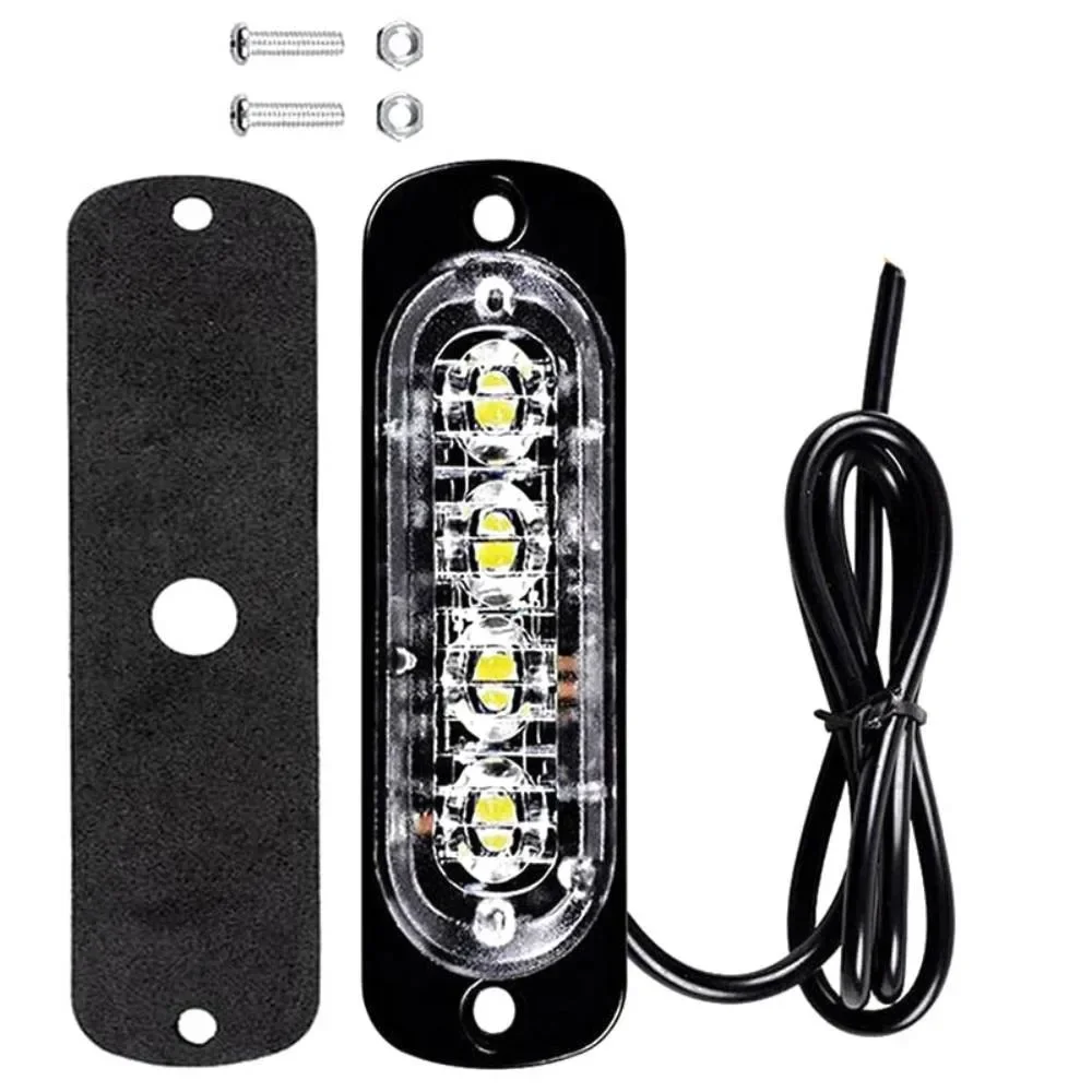 12-24V 12W 4LED Yellow Truck Van Bar Off-road Car Urgent Warning Fog Light Lamp Car Urgent Light Car Accessories