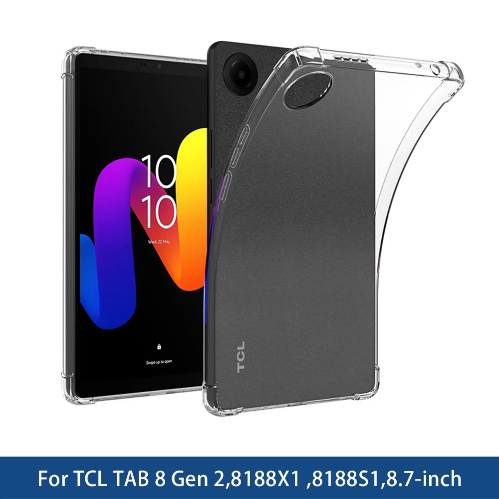 Case For TCL Tab 8 Gen 2 8188X1 8188S1 Case 8.7''inch TPU Ultra-Slim Shockproof Soft Transparent Coverwith 4 Shockproof Airbags
