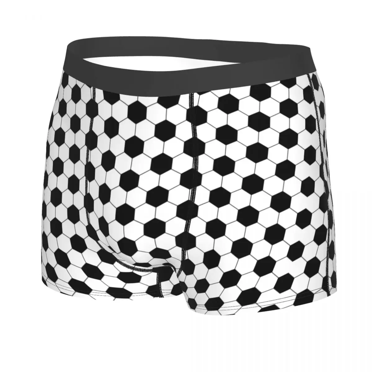 Custom Male Novelty Football Net Black White Underwear Sports Lover Soccer Balls Boxer Briefs Stretch Shorts Panties Underpants