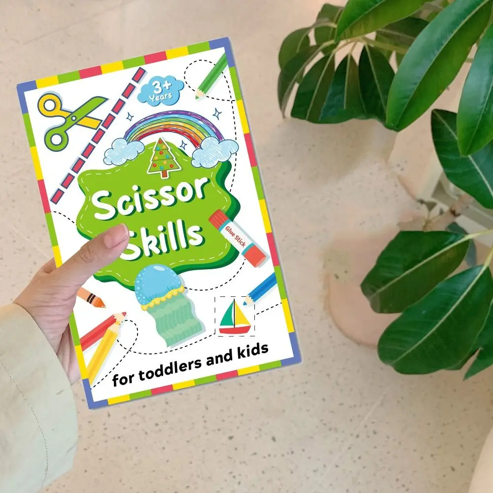 Libro de papel de corte para niños, libro de actividades de corte Montessori para artes y manualidades, aprendizaje de arte educativo