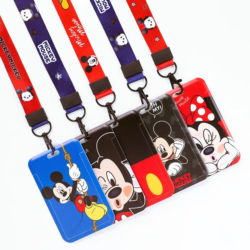 Disney Mickey Minnie Cartoon Lanyard for Keys Keychain Badge Holder ID Credit Subway Card Pass Hang Rope Lariat Phone Charm Gift